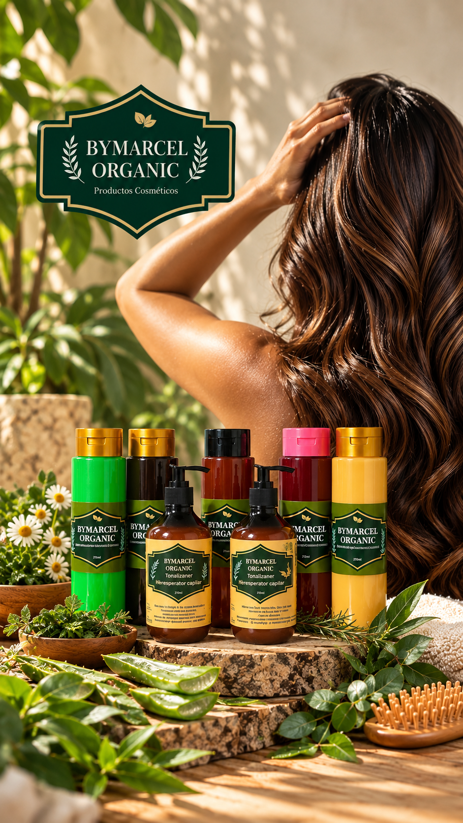 Productos orgánicos para cabello bajo el sol